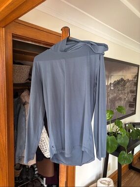 Cuts Clothing Long Sleeve Hooded Tee in Slate Blue